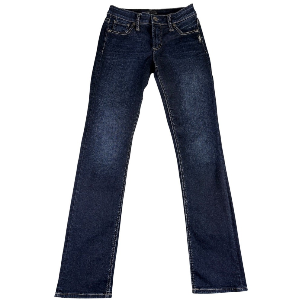 Silver Jeans Avery Straight Women 26 Dark Western Midrise Straight Y2K Stretch